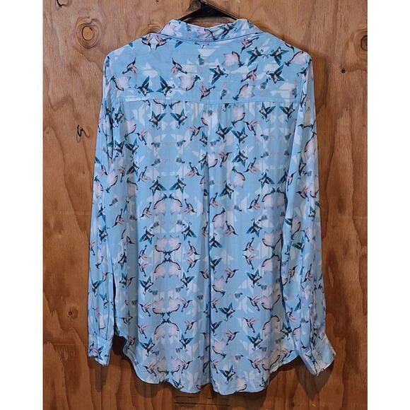 NWOT Velvet Heart Shirt Women's Medium Blue Birds phoebebuffay bohemian 1990s - Picture 4 of 8